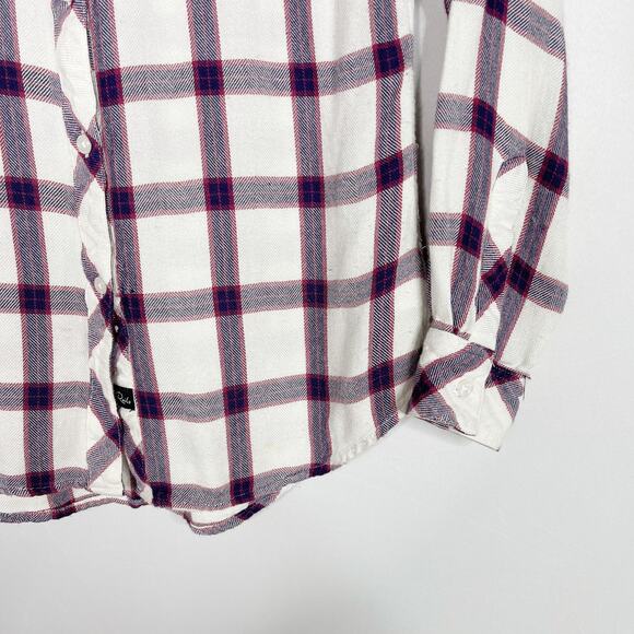 Rails Womens XSmall White Red Plaid Hunter Flannel Button Down Shirt Long Sleeve - Picture 4 of 8